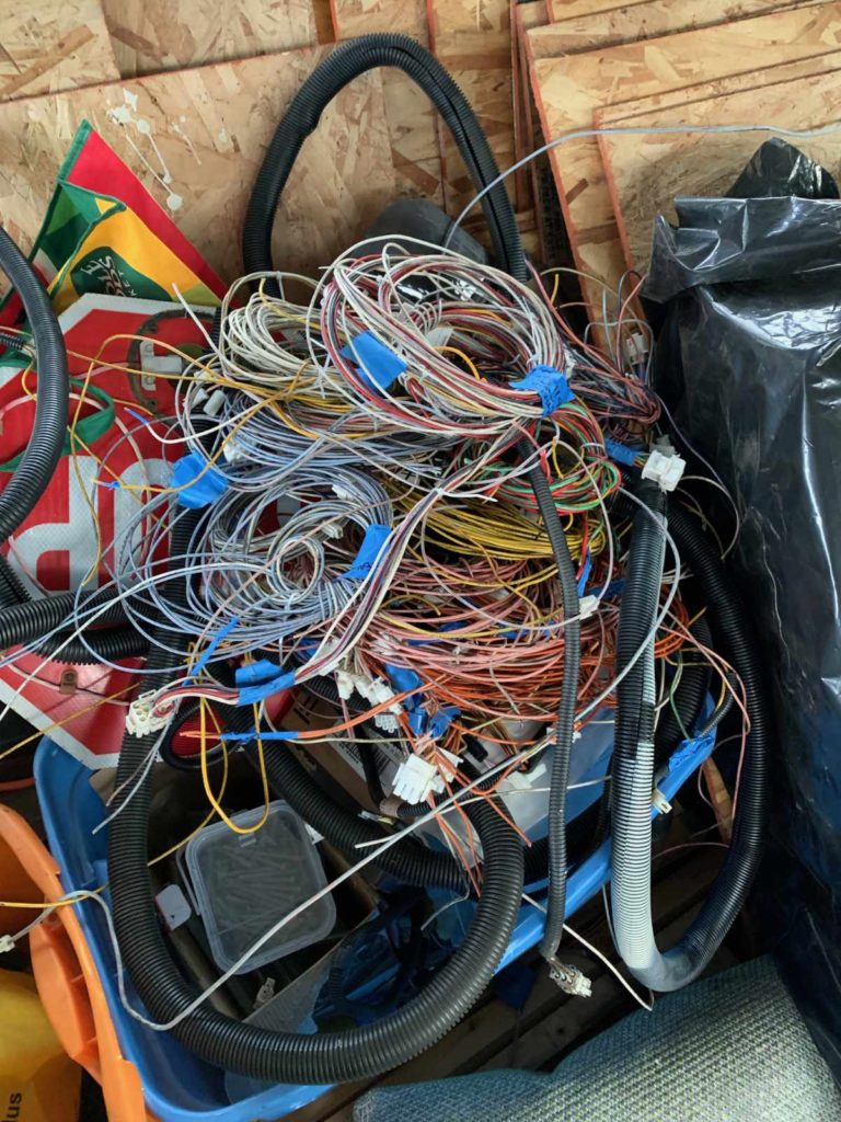 Just a massive pile of wires in the workspace that is my future home.